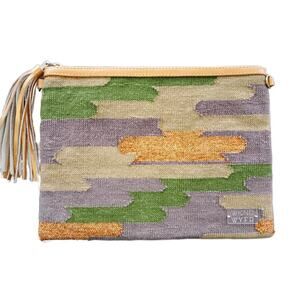 WKND WYFR Whoa Nelly Clutch Camo Clutch Green Grey Gold Tassel Handbag